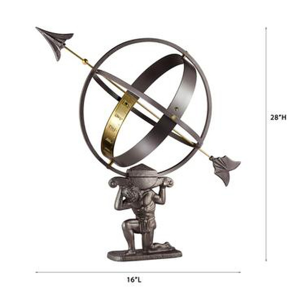 Atlas Armillary Sundial Sculpture Represent the Earth Globe Time Statue